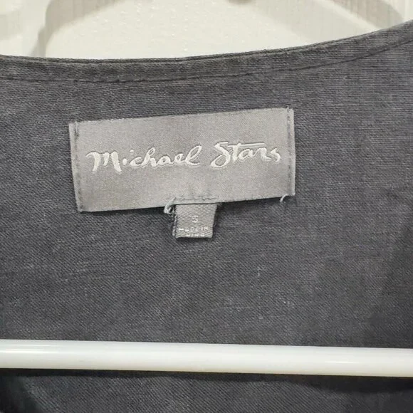 MICHAEL STARS BLACK WATER‎ RESISTENT WOVEN LINEN TRENCH ZIP COAT SIZE S $278 - Picture 5 of 9